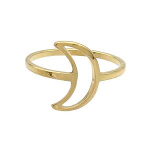 Stainless Steel Rings Moon Gold Plated, approx 8-13mm, 18mm dia [SSB2880]