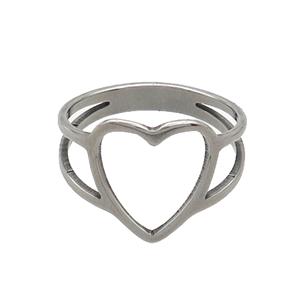 Raw Stainless Steel Rings Heart, approx 12-13mm, 18mm dia [SSB2881]