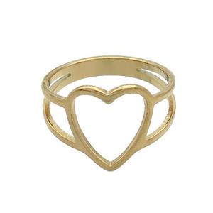Stainless Steel Rings Heart Gold Plated, approx 12-13mm, 18mm dia [SSB2882]
