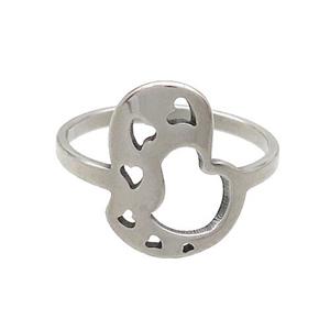 Raw Stainless Steel Rings Heart, approx 11-15mm, 18mm dia [SSB2887]