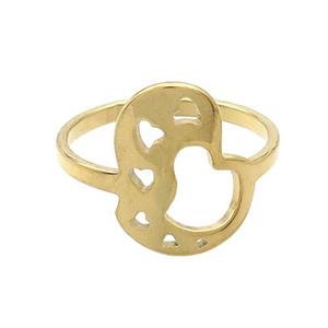 Stainless Steel Rings Heart Gold Plated, approx 11-15mm, 18mm dia [SSB2888]