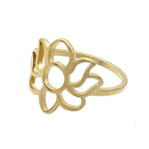 Stainless Steel Rings Flower Gold Plated, approx 15-16mm, 18mm dia [SSB2890]
