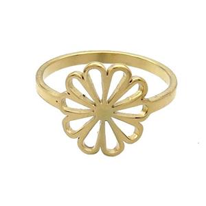 Stainless Steel Rings Flower Gold Plated, approx 12-13mm, 18mm dia [SSB2894]