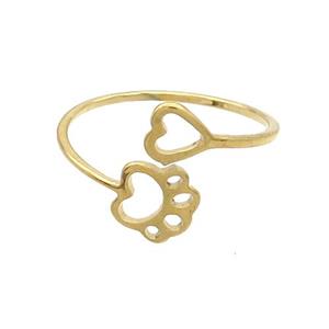 Stainless Steel Rings Paw Gold Plated, approx 5mm, 7mm, 18mm dia [SSB2900]