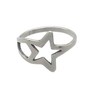 Raw Stainless Steel Star Rings, approx 13.5mm, 18mm dia [SSB2908]
