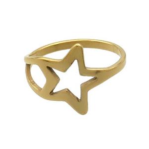 Stainless Steel Star Rings Gold Plated, approx 13.5mm, 18mm dia [SSB2909]