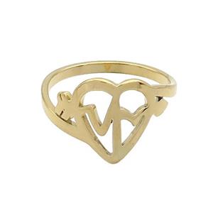 Stainless Steel Rings Heartbeat Gold Plated, approx 12.5mm, 18mm dia [SSB2917]