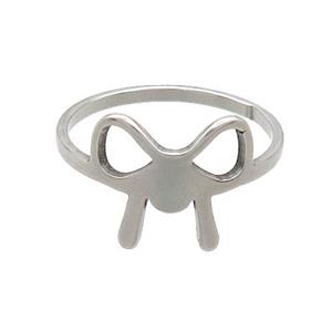 Raw Stainless Steel Bowknot Rings, approx 12-13mm, 18mm dia [SSB2922]