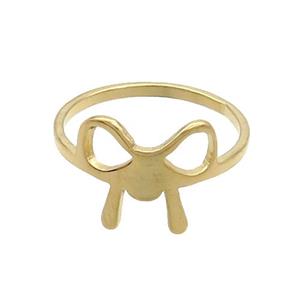 Stainless Steel Bowknot Rings Gold Plated, approx 12-13mm, 18mm dia [SSB2923]