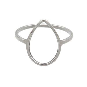 Raw Stainless Steel Rings Teardrop, approx 10-15mm, 18mm dia [SSB2924]