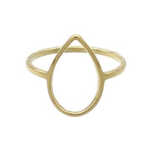 Stainless Steel Rings Teardrop Gold Plated, approx 10-15mm, 18mm dia [SSB2925]