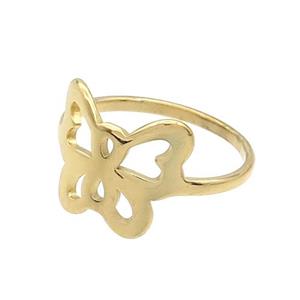 Stainless Steel Rings Butterfly Gold Plated, approx 12-14mm, 18mm dia [SSB2943]