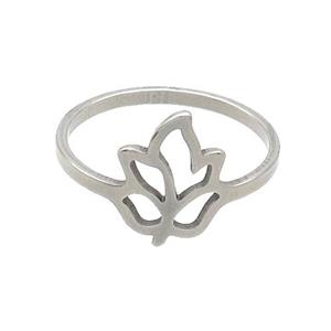 Raw Stainless Steel Flower Tulip Rings Flower, approx 11-13mm, 18mm dia [SSB2948]