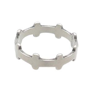 Raw Stainless Steel Rings Crosses, approx 5.5mm, 18mm dia [SSB2950]