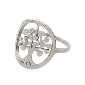 Raw Stainless Steel Rings Tree Of Life, approx 15-17mm, 18mm dia [SSB2952]