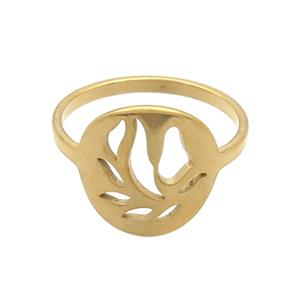 Stainless Steel Rings Flower Gold Plated, approx 13-13.5mm, 18mm dia [SSB2957]