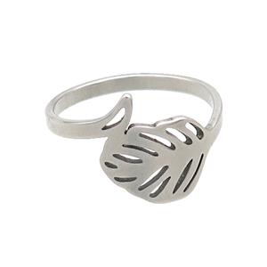 Raw Stainless Steel Leaf Rings, approx 10-13mm, 18mm dia [SSB2958]