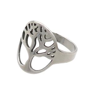 Raw Stainless Steel Rings Tree Of Life, approx 14-17mm, 18mm dia [SSB2964]