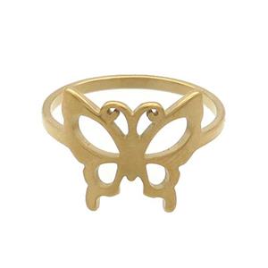 Stainless Steel Rings Butterfly Gold Plated, approx 13-14mm, 18mm dia [SSB2967]