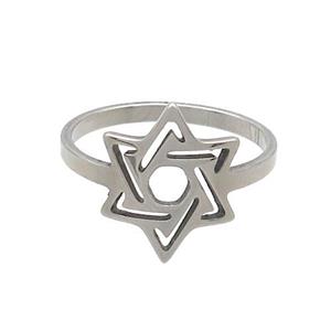 Raw Stainless Steel Rings David Star, approx 15mm, 18mm dia [SSB2974]