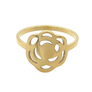 Stainless Steel Rings Flower Gold Plated, approx 14mm, 18mm dia [SSB2977]