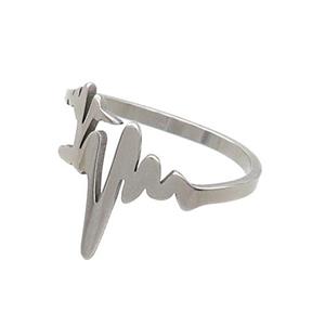 Raw Stainless Steel Rings Heartbeat, approx 13mm, 18mm dia [SSB2980]