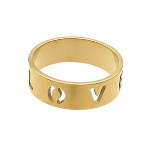 Stainless Steel Rings LOVE Gold Plated, approx 6mm, 18mm dia [SSB2983]