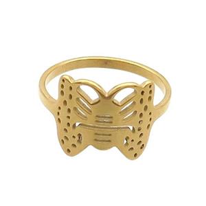 Stainless Steel Butterfly Rings Gold Plated, approx 12-13mm, 18mm dia [SSB2985]