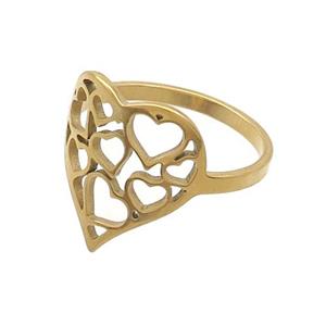 Stainless Steel Heart Rings Gold Plated, approx 16mm, 18mm dia [SSB2987]