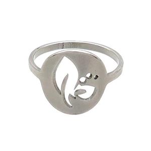 Raw Stainless Steel Rings Flower, approx 13.5mm, 18mm dia [SSB2990]