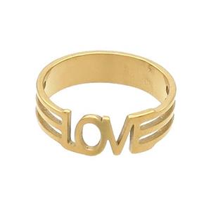 Stainless Steel Rings LOVE Gold Plated, approx 6mm, 18mm dia [SSB2993]
