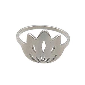 Raw Stainless Steel Lotus Rings Flower, approx 12-14mm, 18mm dia [SSB2994]
