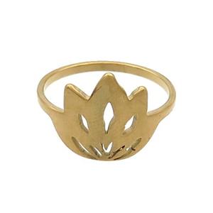 Stainless Steel Lotus Rings Gold Plated Flower, approx 12-14mm, 18mm dia [SSB2995]