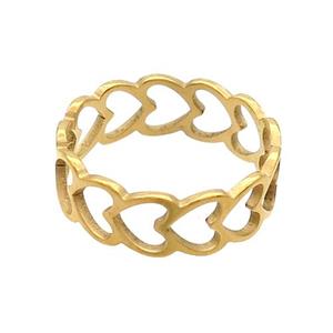Stainless Steel Heart Rings Gold Plated, approx 6mm, 18mm dia [SSB3001]
