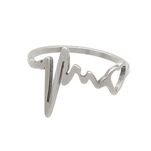 Raw Stainless Steel Rings Heartbeat, approx 4-14mm, 18mm dia [SSB3008]