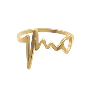 Stainless Steel Rings Heartbeat Gold Plated, approx 4-14mm, 18mm dia [SSB3009]