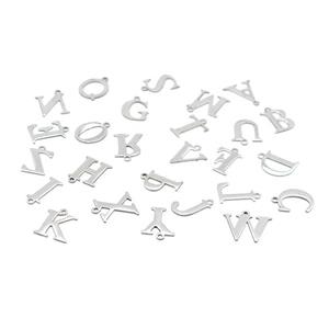 Raw Stainless Steel Letter Pendant Mixed Alphabet, approx 8-10mm [SSB3012]