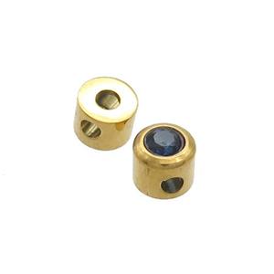 Stainless Steel Guru Beads Pave Zircon T-holes Gold Plated, approx 5mm, 1.5mm hole [SSB3027]