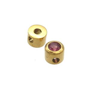 Stainless Steel Guru Beads Pave Zircon T-holes Gold Plated, approx 5mm, 1.5mm hole [SSB3028]