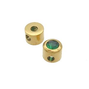 Stainless Steel Guru Beads Pave Zircon T-holes Gold Plated, approx 5mm, 1.5mm hole [SSB3029]