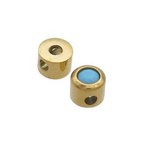 Stainless Steel Guru Beads Pave Zircon T-holes Gold Plated, approx 5mm, 1.5mm hole [SSB3030]