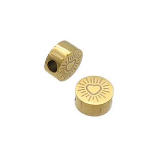 Stainless Steel Button Beads Heart Gold Plated, approx 6mm, 1.8mm hole [SSB3032]