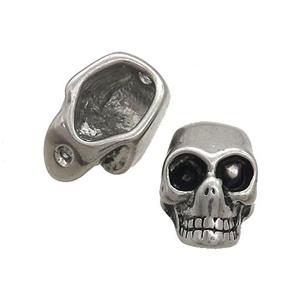 Stainless Steel Skull Beads Large Hole Antique Silver, approx 12-19mm [SSB3068]