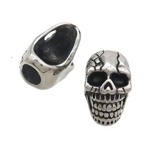 Stainless Steel Skull Beads Large Hole Antique Antique Silver, approx 12-19mm, 6mm hole [SSB3069]