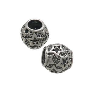 Stainless Steel Barrel Beads Antique Silver, approx 10mm, 5mm hole [SSB3075]
