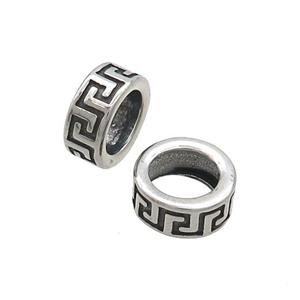 Stainless Steel Rondelle Beads Large Hole Antique Silver, approx 9.5mm, 5mm hole [SSB3077]