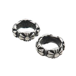 Stainless Steel Rondelle Beads Large Hole Antique Silver, approx 13mm, 8mm hole [SSB3078]