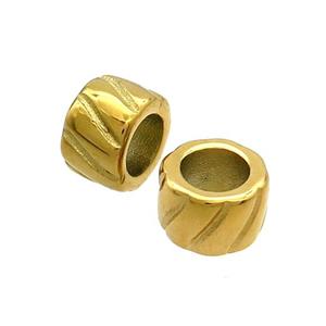 Stainless Steel Tube Beads Large Hole Gold Plated, approx 11mm, 7mm hole [SSB3086]