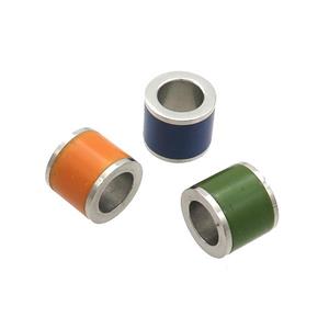 Raw Stainless Steel Column Beads Enamel Large Hole Mixed, approx 11.5mm, 7mm hole [SSB3096]