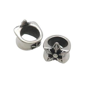 Stainless Steel Beads Star Large Hole Antique Silver, approx 10-13mm, 8mm hole [SSB3097]